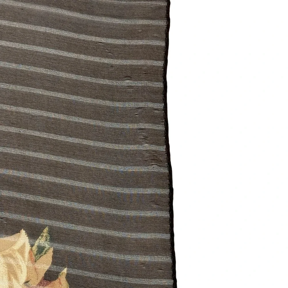 Echo Silk Scarf Vintage Brown Floral Striped Square 34 x 35